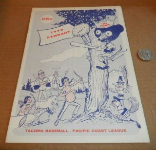 1970 Tacoma Cubs Baseball Program Pacific Coast League Pcl Chicago Washington