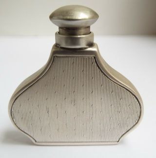 Lovely Decorative Antique Art Deco C.  1930 Solid Silver Scent Bottle Flask