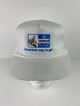 Vintage Chrysler Plymouth America’s Way To Go Hat Trucker White Cap Mopar Usa