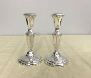 Reed & Barton Sterling Silver Weighted - Pair 6 5/8 " Candle Holders -