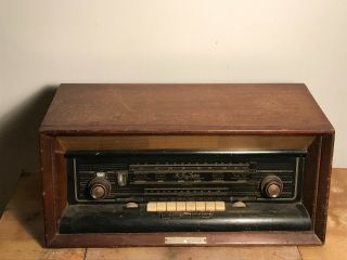 Antique Wooden Western Germany Tube Radio Audio Elite Hi Fi System Telefunken