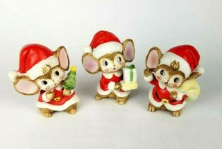 Vintage Homco Home Interiors Christmas Mice 5405 Set Of 3 Christmas Decor