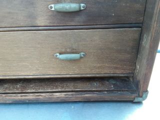 Antique UNION 6 Drawer Machinist Tool Box Oak Wood Chest 2