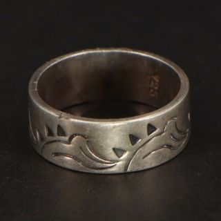 Vtg Sterling Silver - Southwestern Stamped Geometric Band Ring Size 7.  5 - 4g