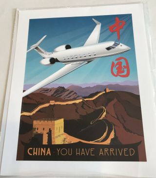 Gulfstream G650er Jet Print Travel Poster 11” X 14” China You Have Arrived