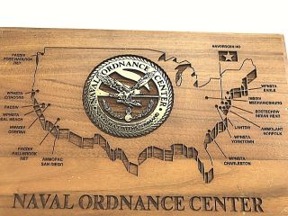 VTG US Navy Wood Plaque Naval Ordinance Center - Laser Cut in Wood - 3