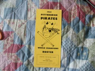 1961 Pittsburgh Pirates Media Guide Roster 1960 World Series Roberto Clemente Ad