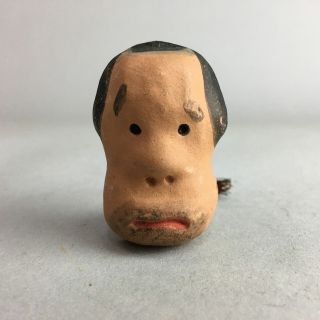 Japanese Clay Bell Vtg Dorei Ceramic Doll Figurine Brown Head Man Samurai Dr296