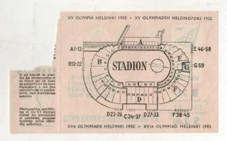 1952 HELSINKI FINLAND Summer Olympics TICKET STUB Closing Ceremony CEREMONIES 2