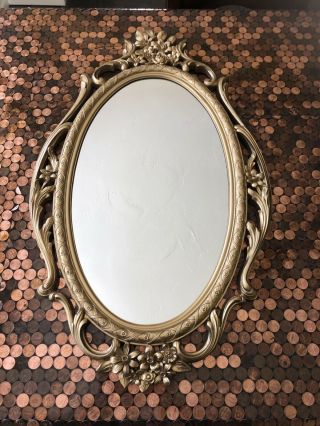 Vintage Syroco Hollywood Regency Gold Framed Wall Mirror Shabby Chic 29x17