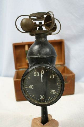 Antique Handheld Anemometer W/ Wooden Case