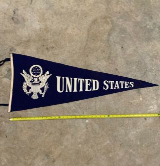 Large Vintage United States Usa Felt Pennant Banner 36 " X 14 " Baseball Football