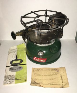 Vintage 4/60 Coleman Sportmaster Stove 500a Sunshine Of The Night W/wood Box