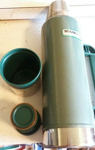 Vintage Stanley Classic Thermos Hammertone Green Vacuum Bottle Cold Hotteacoffee