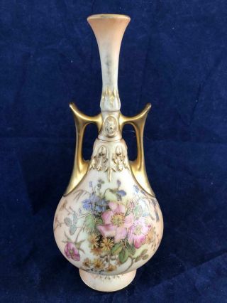 Good Antique Royal Worcester Blush Ivory Hand Painted Vase.  C1900.