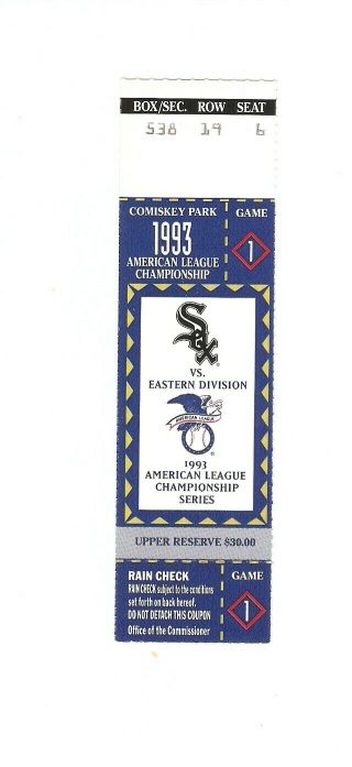 1993 Chicago White Sox Alcs Ticket Stub - - Game 1