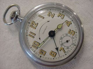Vintage Lg Nos Antique Pre 1920 Art Deco Montrelux Mechanical Alarm Pocket Watch