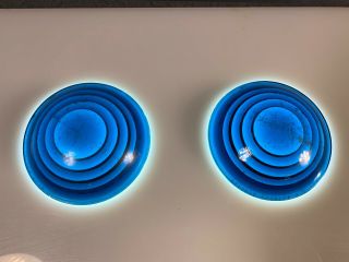 2 Rr Optical Corning Glass Railroad Lamp Lantern Blue Glass 4” Lenses Lens Train