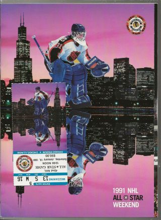 1991 Nhl All - Star Game Program,  Game Ticket (chicago Stadium Blackhawks)