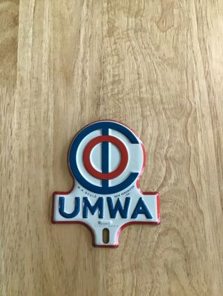 Vintage Early Umwa Miners License Plate Topper Kensington,  Pa Union Made