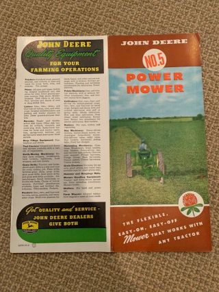 John Deere Vintage Advertising " No 5.  Power Mower " Brochure