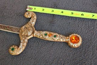 Old Sword Vintage antique Ornate Handle Old Estate Find missing jewels scabard 2