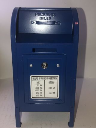 Vintage Us Postal Service Mini Mailbox Steel Coin Bank Brumberger Co With Key