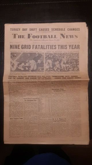 The Football News Newspaper 1939 Nile Kinnick Iowa Hawkeyes Jackie Robinson