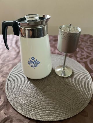 Vintage Corning Ware Stovetop Coffee Pot 9 Cup Percolator