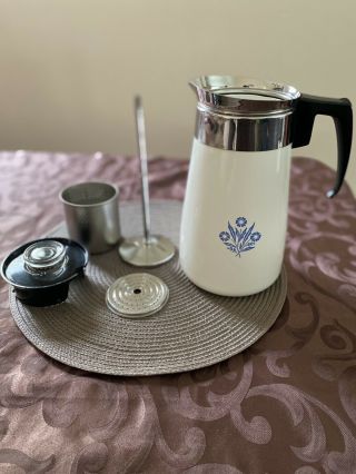 Vintage Corning Ware Stovetop Coffee Pot 9 Cup Percolator 3
