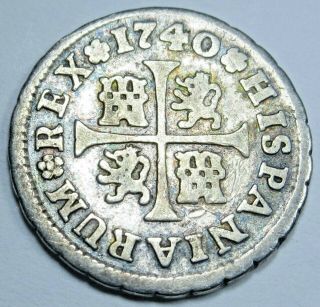 1740 Spanish Silver 1/2 Reales Antique 1700 