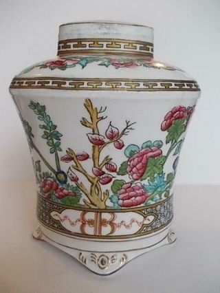 1143 / Antique Early 20th Century Coalport Indian Tree Porcelain Tea Caddy