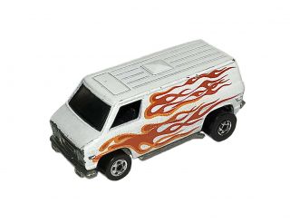 Vintage 1974 Hot Wheels Chevy Van White With Red Flames