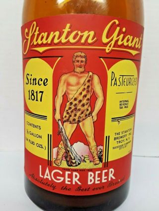Vintage Stanton Beer Giant Picnic Bottle 1/2 gal STANTON BREWING CO.  Troy N.  Y. 2