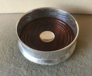 Solid silver and wood Wine Bottle Coaster 2003 2