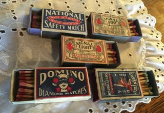 5 Vintage Diamond Match Co.  Duluth Mn Box Signal Light Green Glow Domino Safety