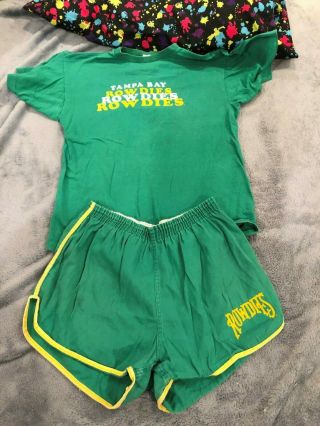 Vintage Short Shorts & T - Shirt - Nasl Tampa Bay Rowdies - Kick In The Grass