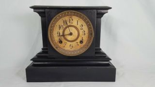 1882 Antique Ansonia Cast Iron Mantle Clock With Key