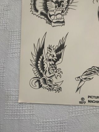 Vintage 1977 Picture Machine Spaulding Rogers Tattoo Flash Sheet 166 Mother Rose 3