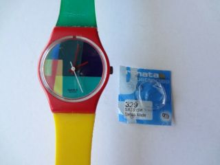 Vintage Swiss Swatch Watch Mcgregor Plaid Red Green Yellow - Small Update -