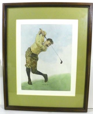 A B Frost Vintage Golf Framed Litho " Good Form " Cond Renown Artist