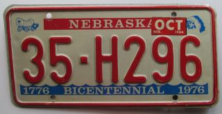 Nebraska 1984 Dixon County Bicentennial License Plate 35 - H296