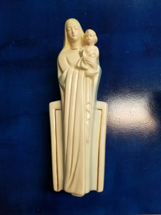 Vintage Ceramic Madonna Mother Mary Jesus 11.  5 " Religious Figurine Planter