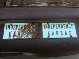 Set Of 2 Antique Vintage Independence Kansas License Plate