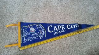 Vintage Rare Cape Cod Mass Pennant Felt 27 " Souvenir Flag