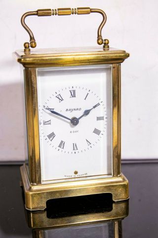 Vintage French Brass Mechanical Carriage Clock By Bayard 8 Day 9 Jewels