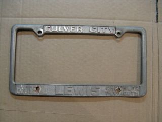 Vintage License Plate Frame Mel Lewis Chrysler Plymouth Culver City Ca