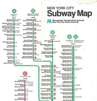 Official Spring 1985 Mta York City Transit Authority Subway Map Manhattan