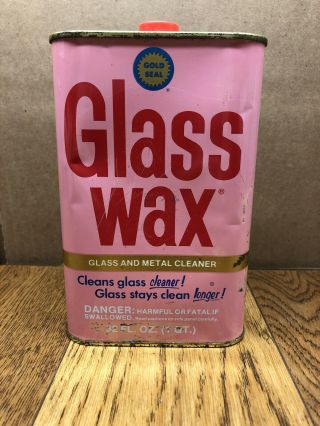 Vintage Gold Seal Glass Wax Pink 32 Oz.  Can Full
