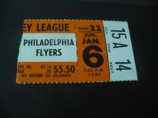 1/6/80 Buffalo Sabres Vs Philadelphia Flyers Vtg.  Ticket Stub - The Aud